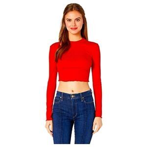 NEW BCBG Red LS Crop Top Size S
